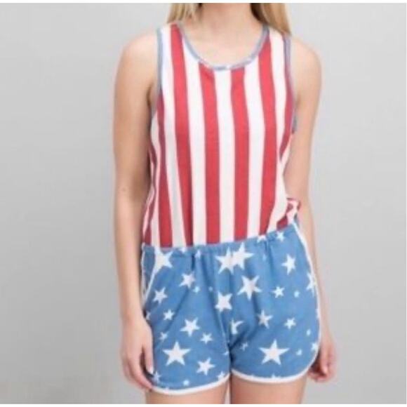 Junk Food July 4 USA Stars And Stripes Romper Size XXL - Picture 2 of 8